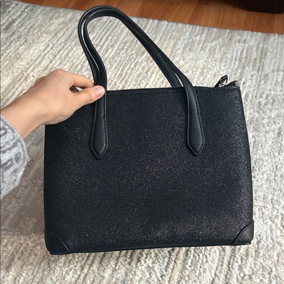 Kate Spade Shimmery Glitter Top Zip Satchel Purse with Crossbody strap - Picture 6 of 11